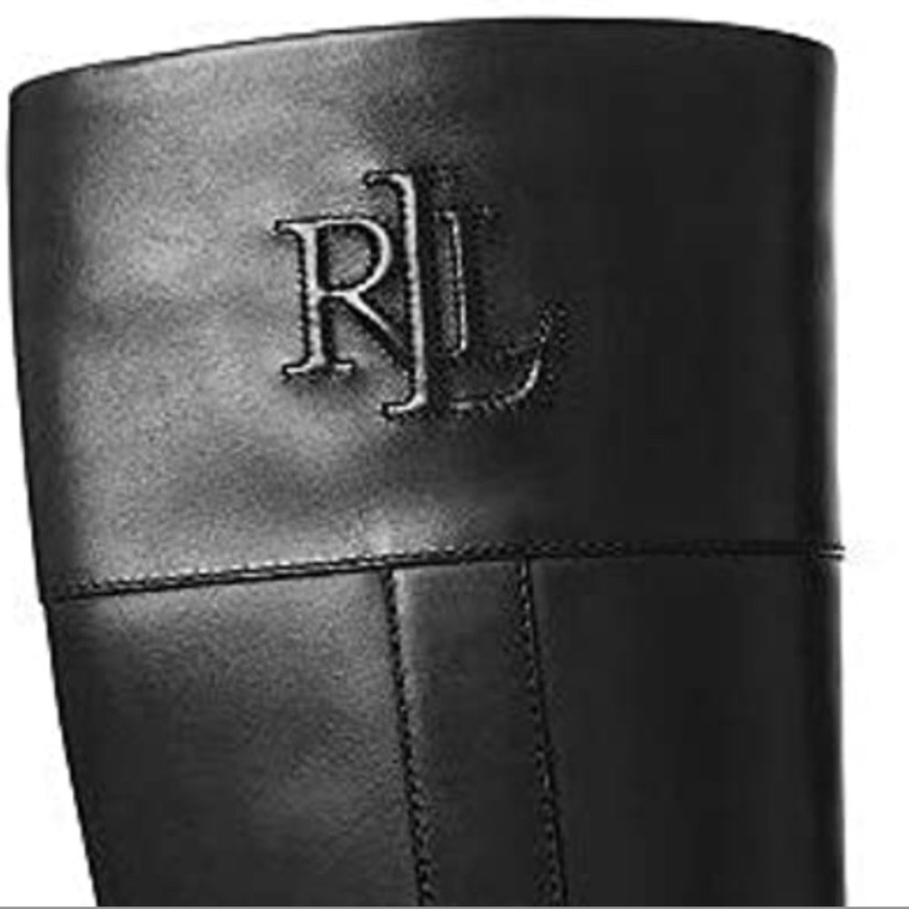 NEW Lauren Ralph Lauren Black Leather Boots - Picture 4 of 9